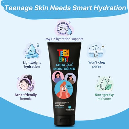 Healthbest Lightweight Aqua Gel Face Moisturizer 50ml for Normal, Dry, Combination to Sensitive Skin with Niacinamide, Aloe Vera & Shea Butter, 24 Hrs Hydration, Paraben Free & Non-greasy Suits Teenage skin & Young Adults
