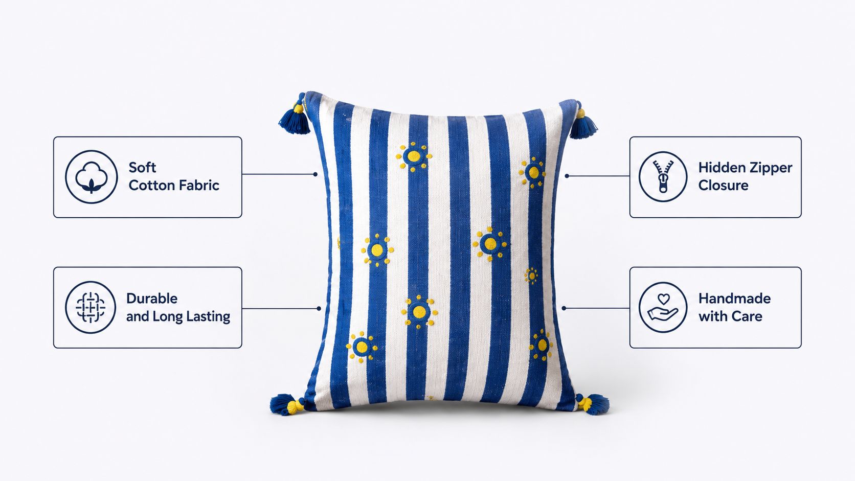 Patchwork Blue & Off White Pillow Cover