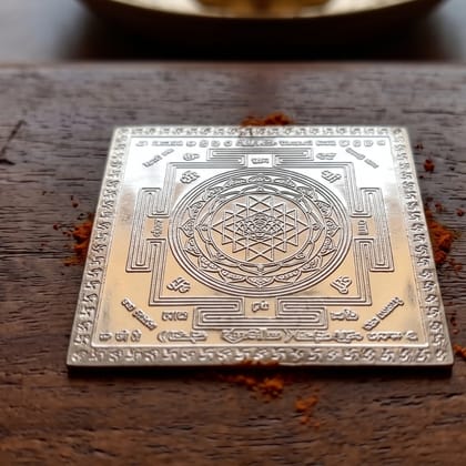 Pure Silver Shree Yantra Plate for Pooja | Laxmi Yantra | Vastu & Spiritual Decor | Auspicious Gift Item