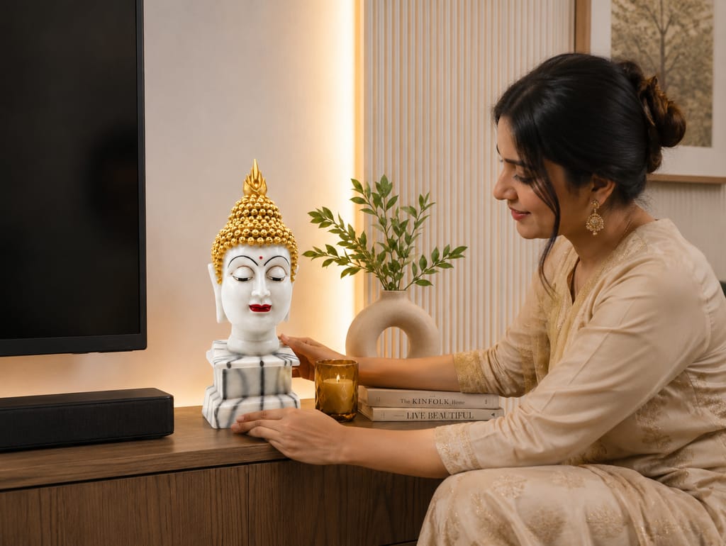Souvenier Shop Handmade Buddha Statue for Home Décor & Meditation | Premium Decorative Buddha Idol for Living Room, Office & Gift Purpose | 40 cm