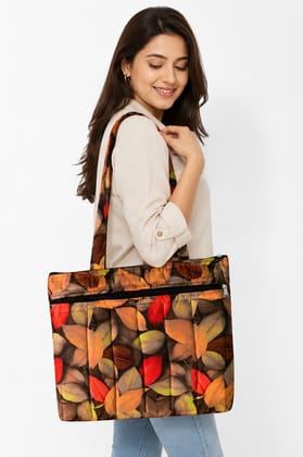 Women's Leaf Print Multicolour Tote Bag Women's Leaf Print Multicolour Tote Bag