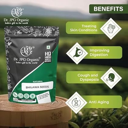 Dr. JPG Organic herbals Natural Bhilawa Seeds-200g / Semecarpus Anacardium/Marking Nut Seed/Bile Semecarpus Anacardium/inn Seed/ISO & GMP Certiffied. (Pack Of 1)
