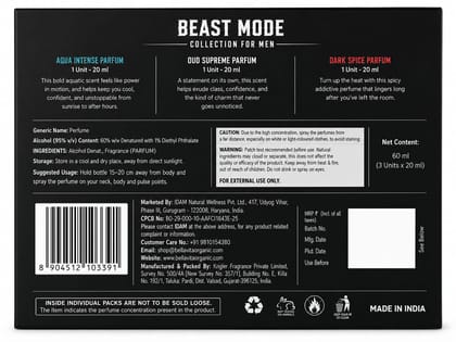 Beast Mode Perfume Gift Set for Men | 12 hours+ long lasting | 3 x 20ml