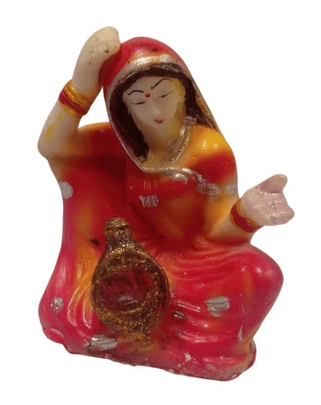 Decorative Indian Woman Statue Handmade Clay Figurine