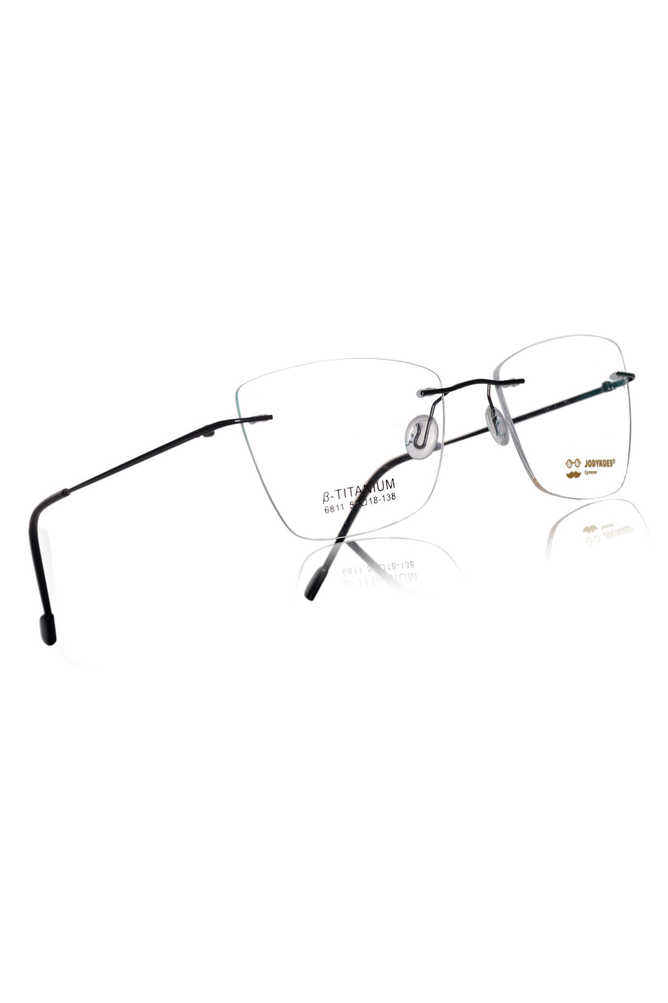 Jodykoes Rimless Cat Eye Spectacle Frame for Men & Women | Frameless Eyeglasses with Lightweight Metal | Adjustable Nose Pads | Office, Professional & Daily Wear