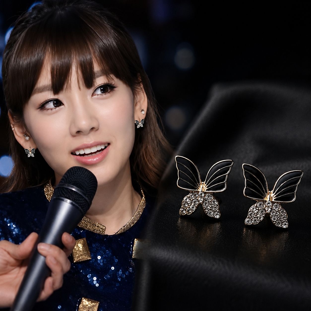 Elegantra 2-in-1 Convertible Kpop Butterfly Danglers for Women & Girls | Detachable Pearl Chain Drop Earrings | Celebrity Style Stud Earrins