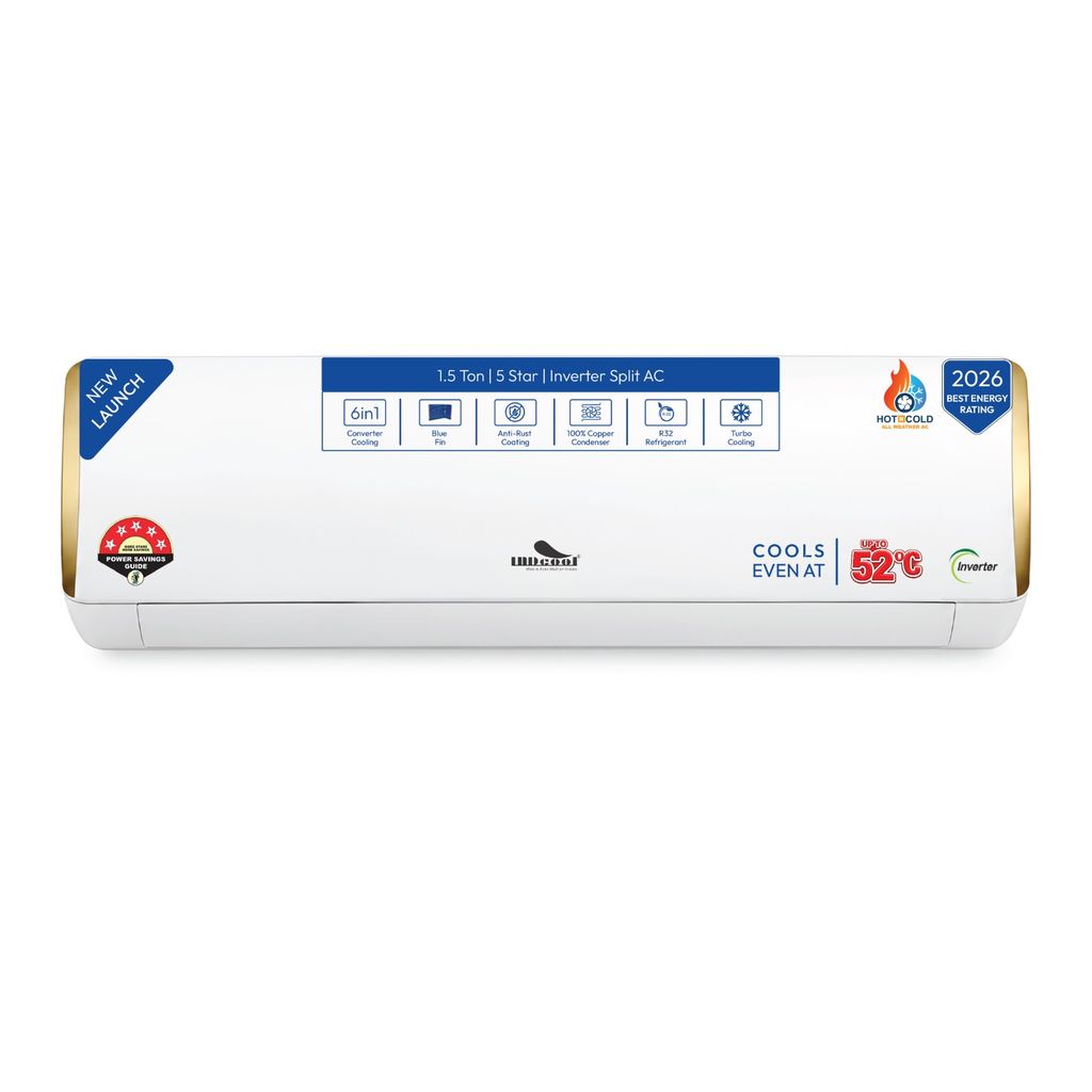 INDcool 1.5 Ton 5 Star Hot & Cold Inverter Split Air Conditioner | All Weather AC | 6-in-1 Convertible Cooling | 100% Pure Copper Condenser | Blue Fin Anti-Rust Coating | Turbo Cooling | Energy Efficient Performance | IDCACSBF18K5HC | 2026 Model