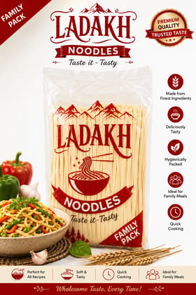 Ladakh Noodles Family Pack | Premium Quality Wheat Noodles | Quick Cooking & Soft Tasty Noodles for Family Meals