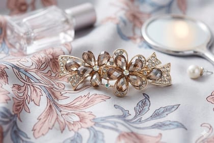 Crystal Flower Hair Barrette Clip