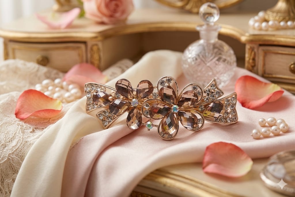 Elegant Crystal Floral Hair Barrette