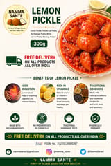 Lemon Pickle, Nimbu Achar, Elumichai Oorugai, Nimmakaya Pachadi, Limbu Loncha 300gm