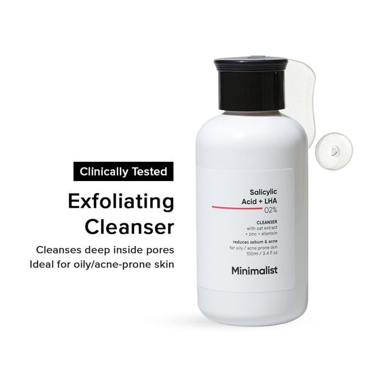 Minimalist 2% Salicylic Acid + LHA Face Cleanser With Zinc For Reducing Sebum & Acne (100 ml)