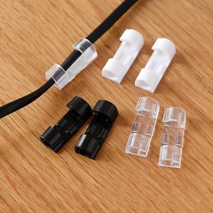 DHRUVINSRI Cable Clips Wire Manage Holder Sticky Mount-Round Plastic Cable Cord - Pack of 20