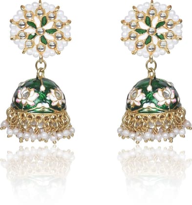 Handcrafted with Pearl Meenakari Jhumka | Wedding Jewellery