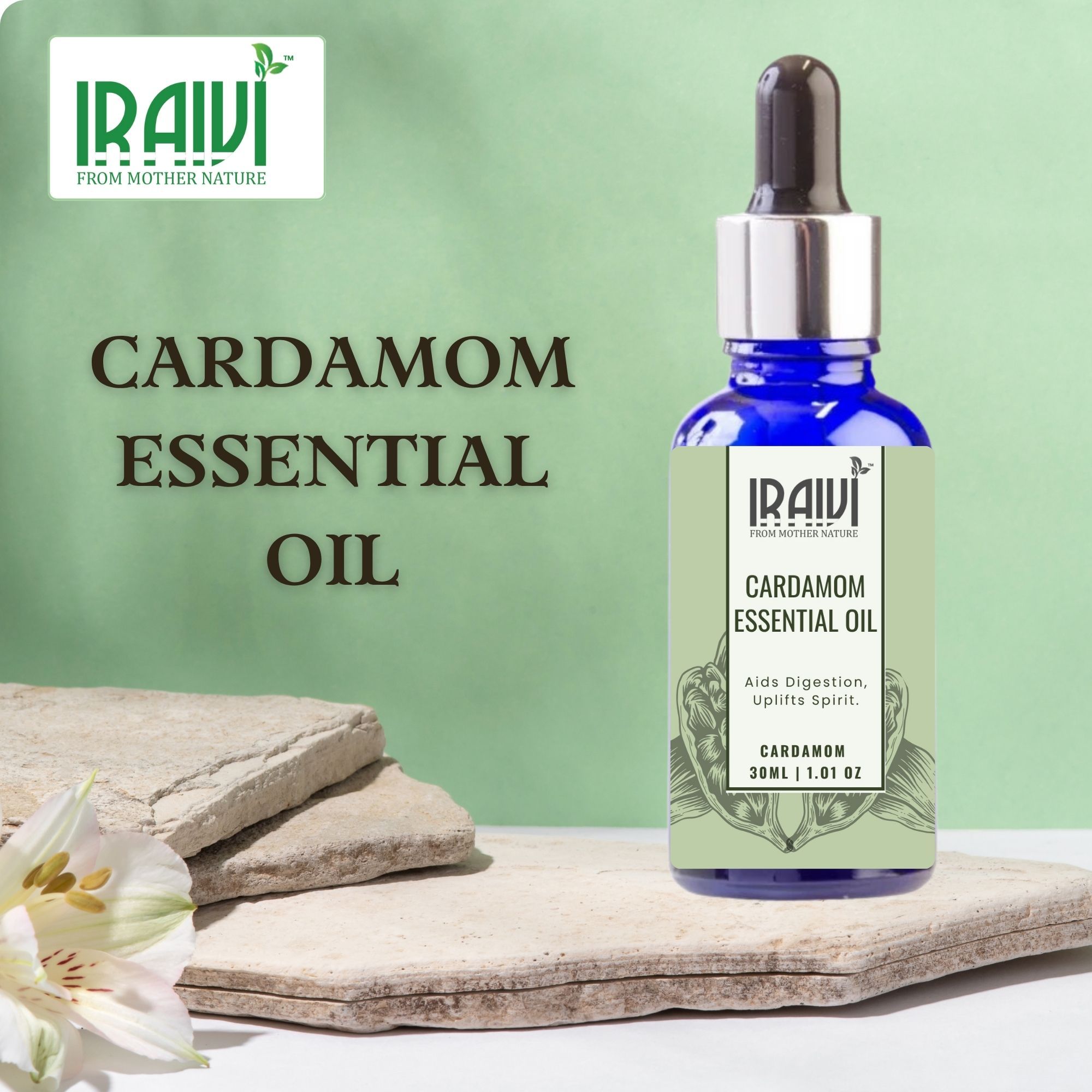 Iraivi Premium Cardamon Essential Oil | Pure & Natural by Iraivi Organics