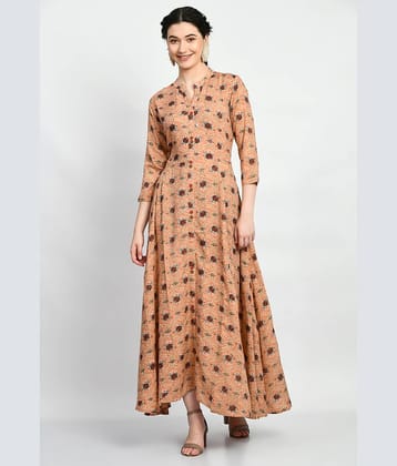 MAURYA Women Rayon Printed A-line Dress ( Peach )