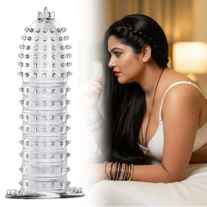 Crystal Clear Dotted and Ribbed Reusable Silicone Condom | Crystal Condom