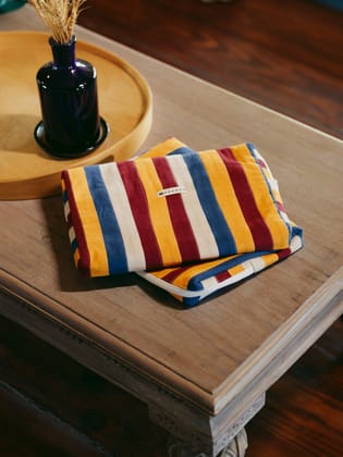 PRABHA Striped Cotton Laptop Sleeve - Multi-Color (13-inch)