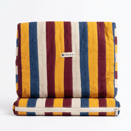 PRABHA Striped Cotton Laptop Sleeve - Multi-Color (13-inch)