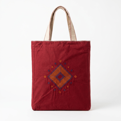 Hand Embroidery Red Tote Bag