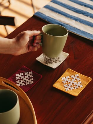 Hand-embroidered Felt Coasters (Pack of 4)