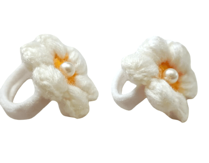 Handmade Floral Pearl Hair Ties (Pair)