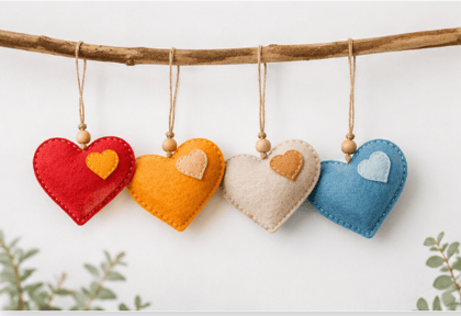 Colorful Felt Heart Hanging Ornaments 