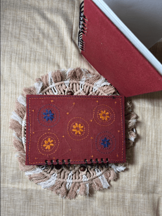 A5 Embroidered Cotton Spiral Notebook
