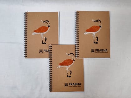 PRABHA Handmade Spiral Notebook with Flamingo Embroidery