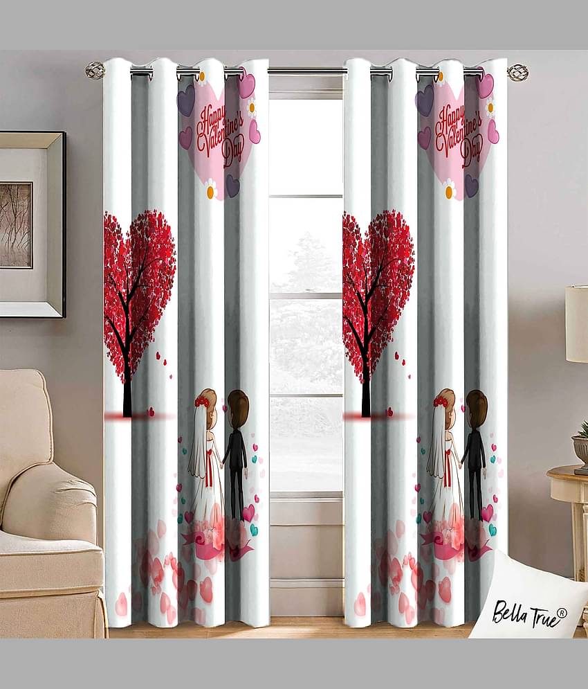 BELLA TRUE  Set of 2 Window SemiTransparent Eyelet Polyester Multi Color Curtains ( 152 x 113 cm )