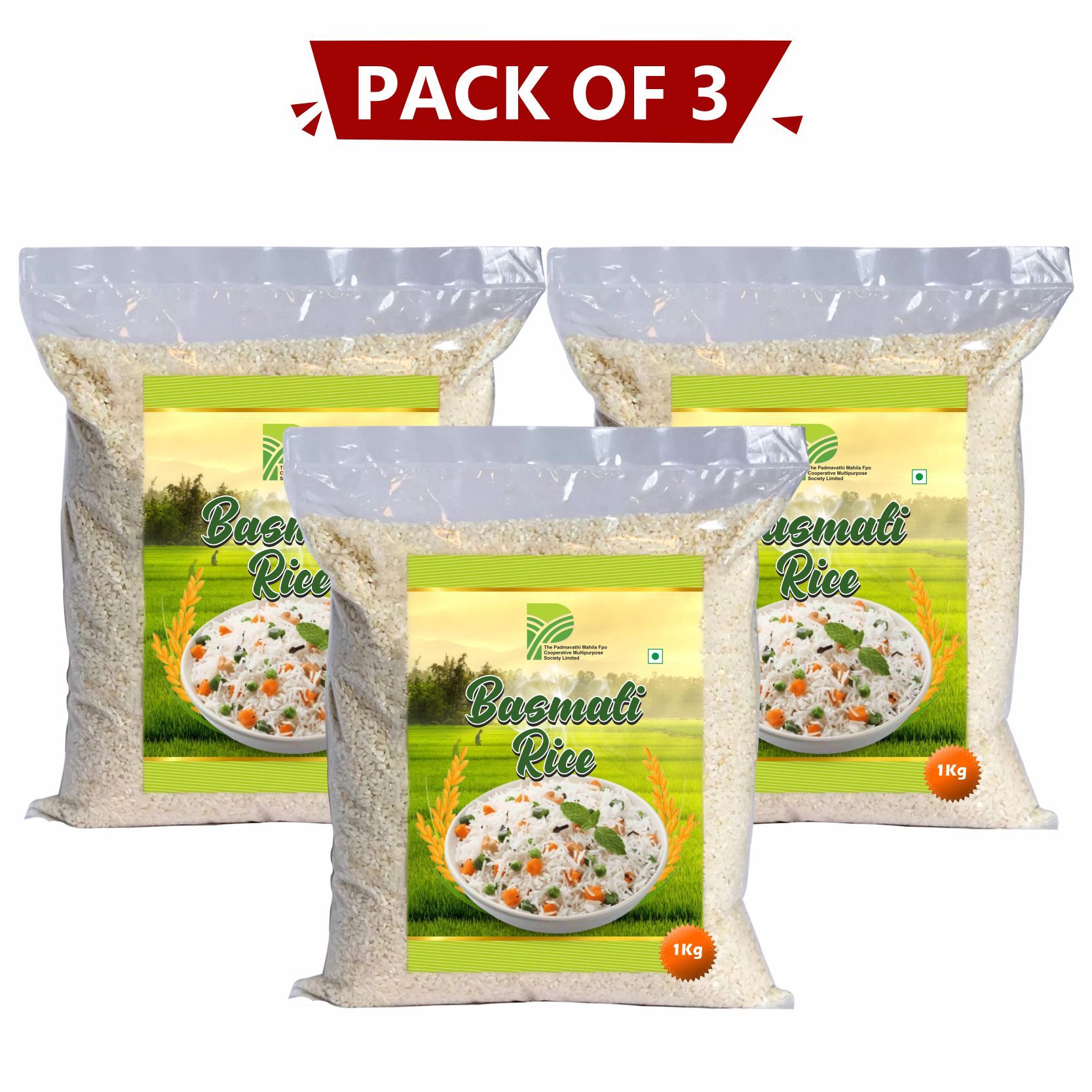 The Padmavathi Mahila Basmati Rice - Pack of 3 (1Kg each)