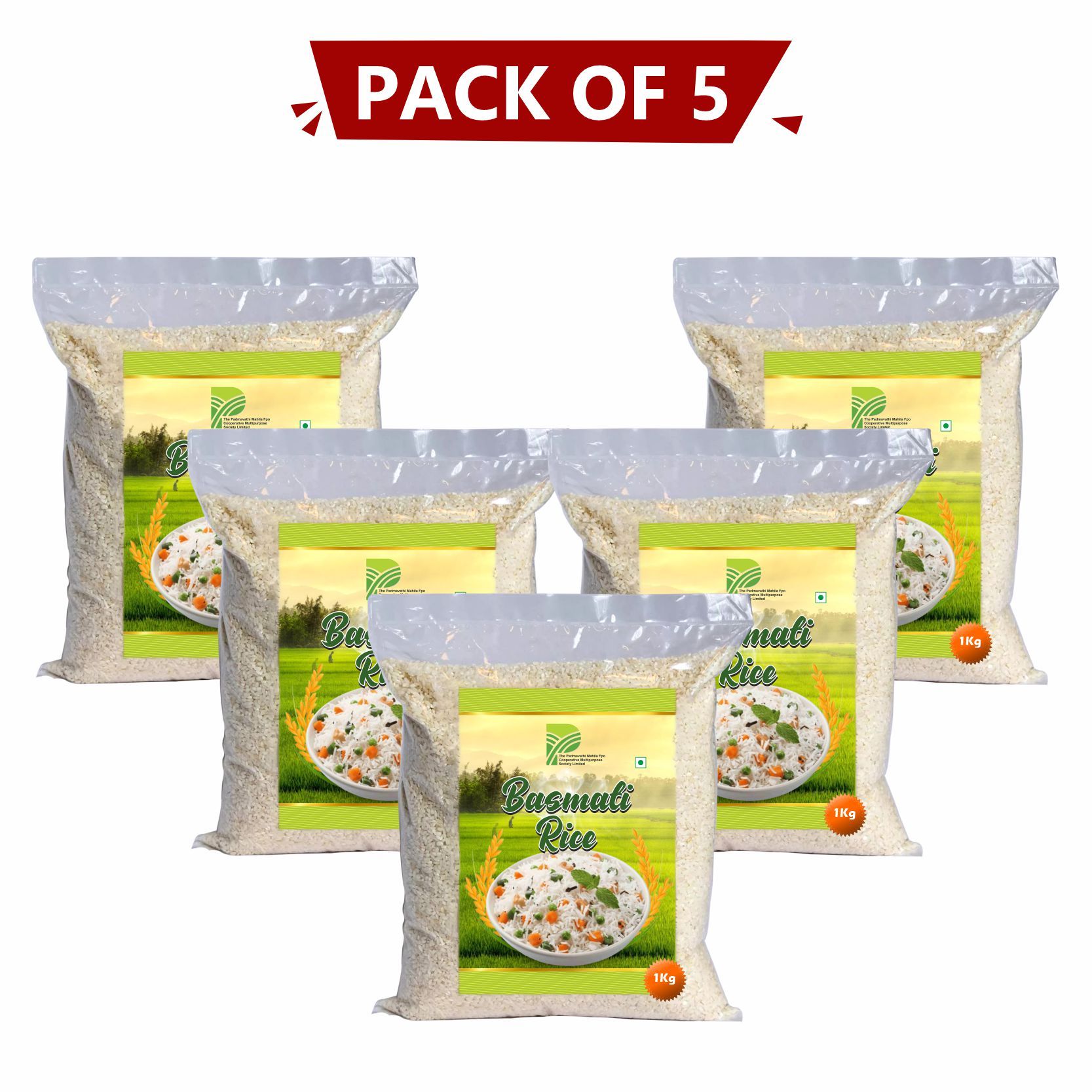 The Padmavathi Mahila  Basmati Rice - Pack of 5 (1kg Each)