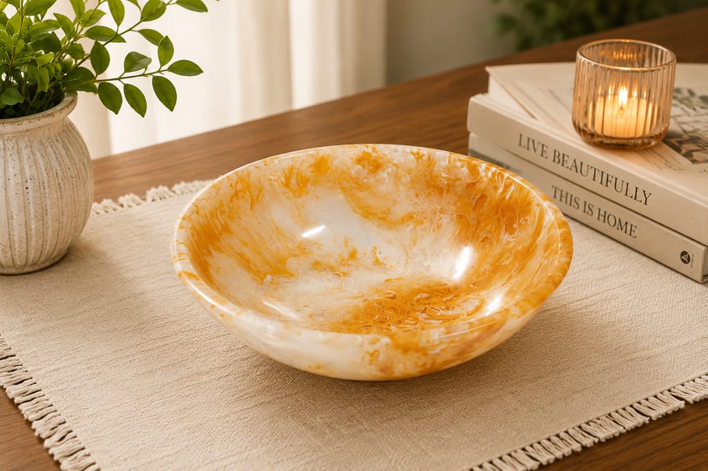 Golden Pearl Resin Decorative Bowl