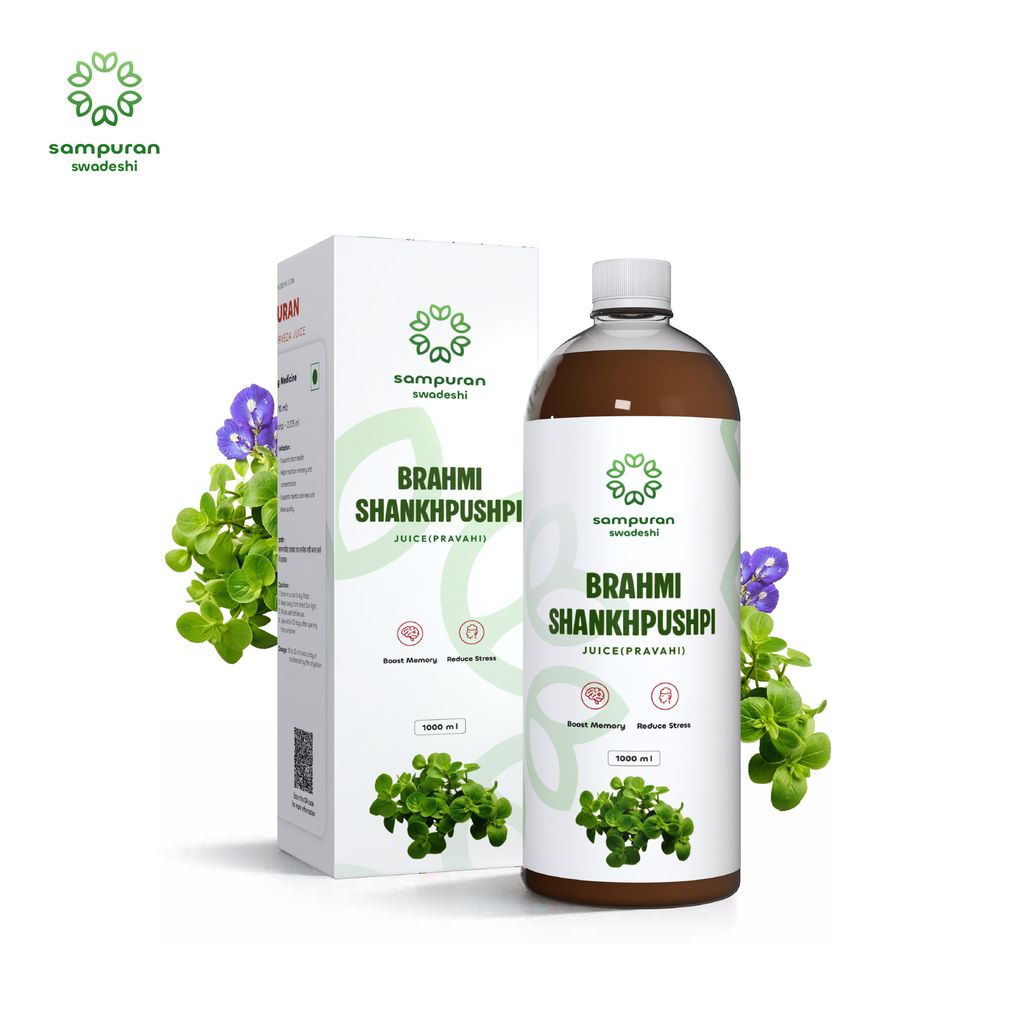 Sampuran Swadeshi Bhrami Shankhpushpi - Naturally Support Brain Health, 1 L