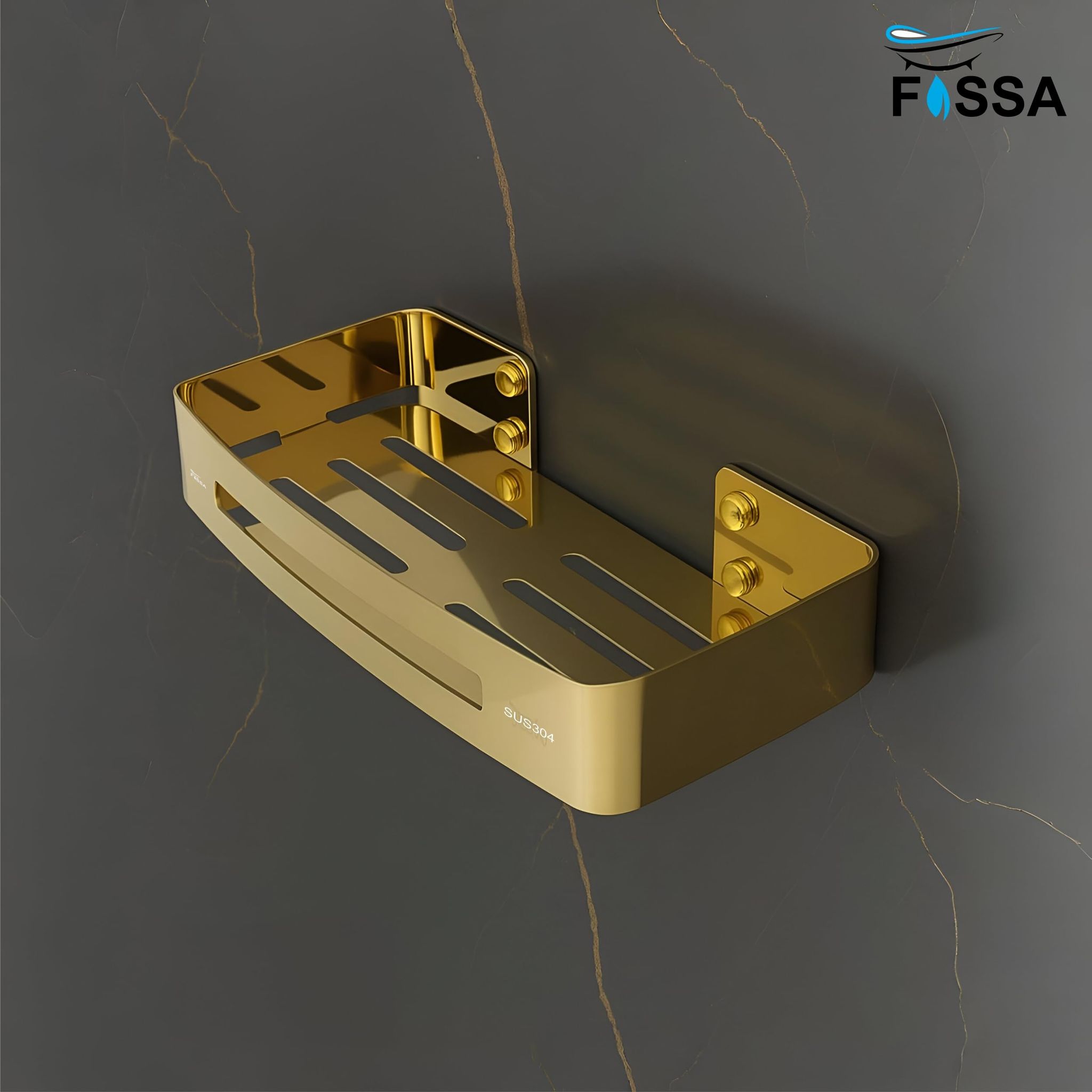 Square Stainless Steel Corner Shelf (Gold)