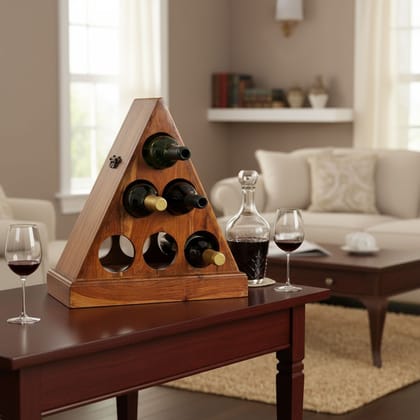 Wooden Antique Wine Bottle Holder | Living Room Decor Furniture