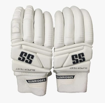 SS Sunridges Super Test Cricket Batting Gloves (White, Pair)