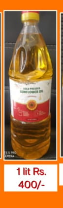 Cold Pressed Sunflower Oil (1 Litre) | 100% Natural | Healthy Cooking