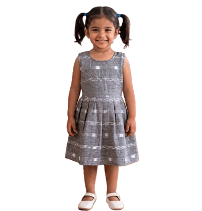 GHL GUENDICHAHAAT Sambalpuri Certified Handloom Cotton Girl's Frock | Ikat Ethnic Wear Dress for Kids | Comfortable Traditional Outfit for Girls