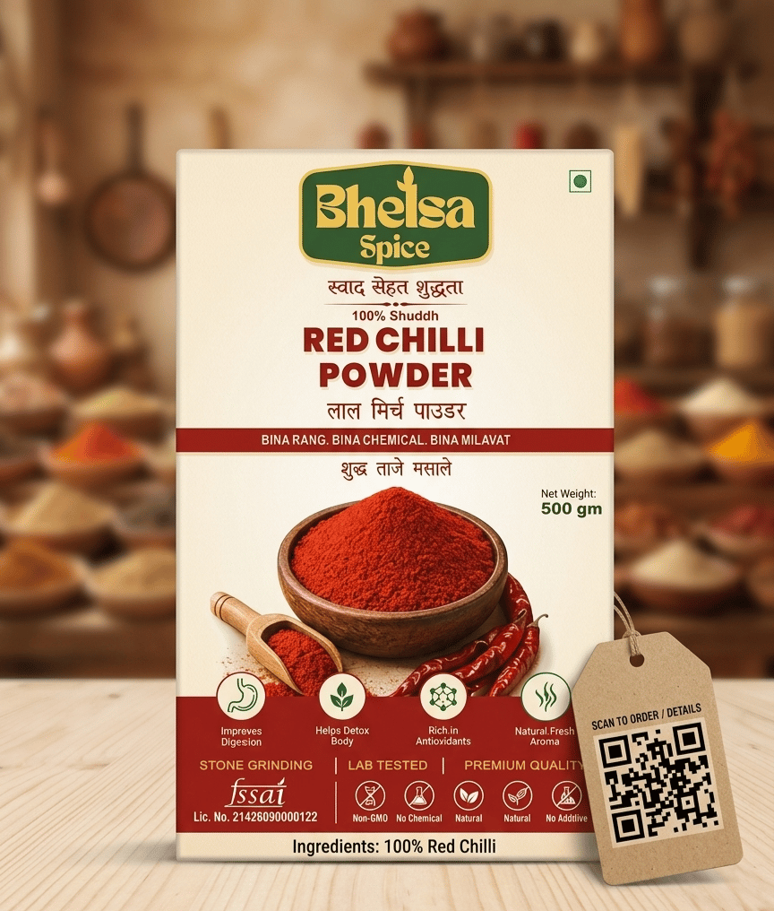 Bhelsa Spice 100% Shuddh Red Chilli Powder, 500g Pack