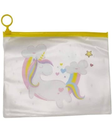 SHB Plastic Multi Color Cute Unicorn Transparent Pouches ( Pack of 4 )