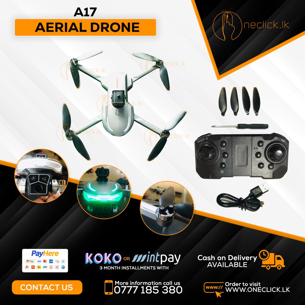 A17 Aerial Drone with HD Dual Camera, 360° Obstacle Avoidance, Optical Flow Positioning, Foldable RC Quadcopter, Altitude Hold, WiFi FPV, One-Key Takeoff & Landing for Kids & Adults