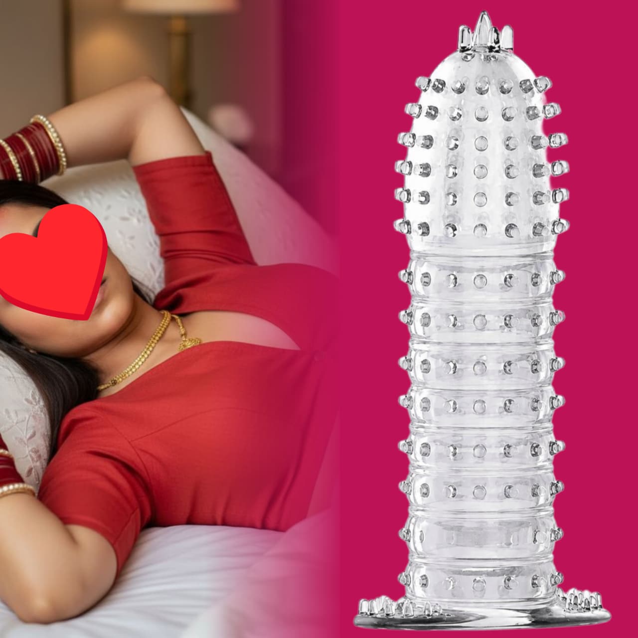 Crystal Condom Ultra Thin Clear Studded & Ribbed - Extra Pleasure Dotted Spikes for Intense Stimulation