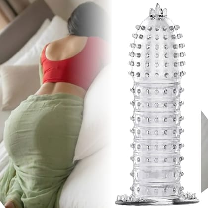 Crystal Condom Ultra Thin Clear Studded & Ribbed - Extra Pleasure Dotted Spikes for Intense Stimulation Crystal Condom Ultra Thin Clear Studded & Ribbed - Extra Pleasure Dotted Spikes for Intense Stimulation