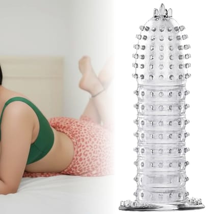 Crystal Clear Dotted and Ribbed Reusable Silicone Condom | Crystal Condom