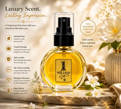 Elegantra Million Pocket Perfume for Men & Women 12ml Pack of 1 | Long Lasting Unisex Attar Perfume | Alcohol-Free Concentrated Fragrance Oil | Travel-Friendly Designer Pocket Perfume