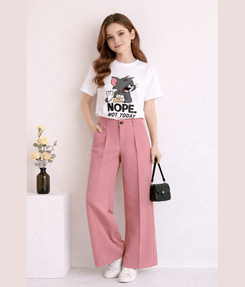TarrenT HunT Pack of 1 Girls Cotton Blend T-shirt & Pants ( Pink )