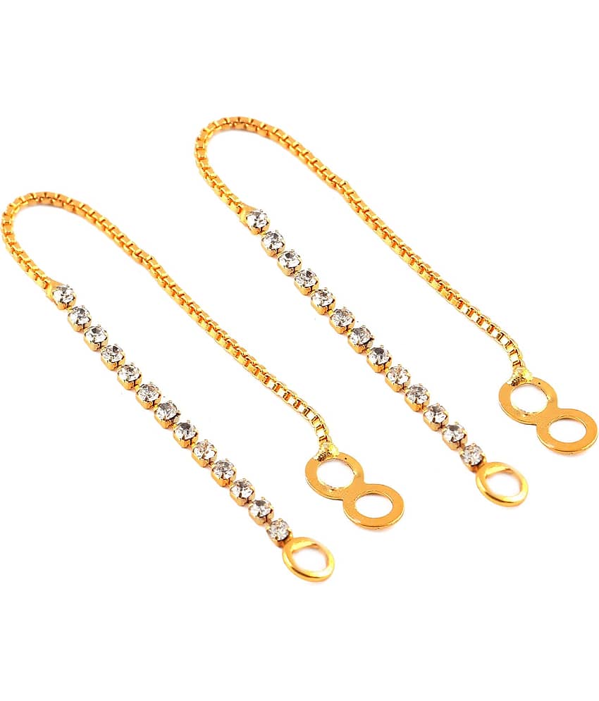 Jewar Mandi - Golden Ear Chain Earrings ( Pack of 1 )