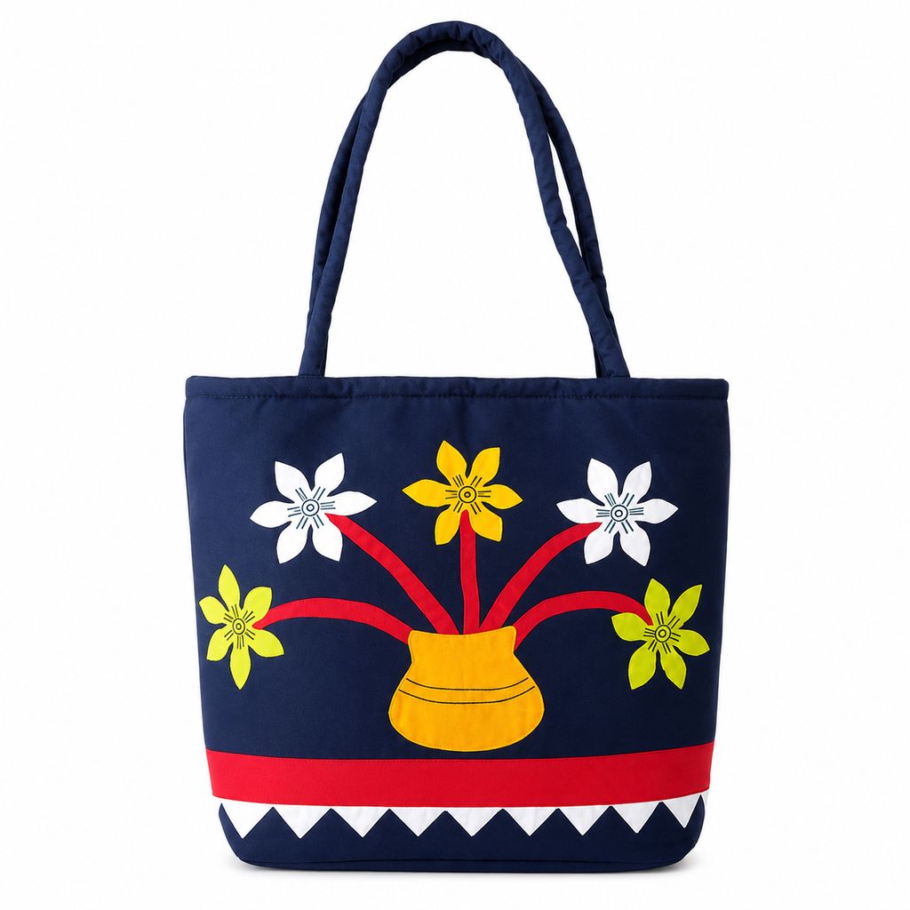 GHL Handmade Odisha Applique Work Tote Bag for Women | Floral Cotton Shoulder Bag