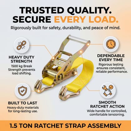 Trion Products Ratchet Tie Down Straps 1 Inch x 15 Feet with J Hooks | Heavy Duty Cargo Lashing Belts for Pick-up Trucks, LCVs, Motorcycles & Cargo Securing | 25MM Ratchet Straps (Pack4)